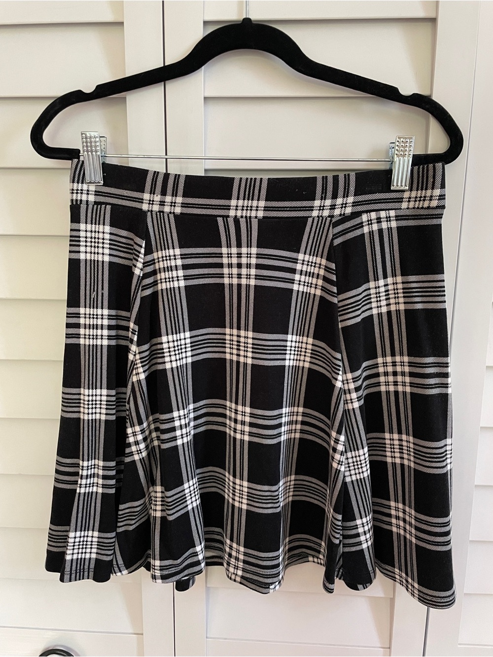 H&M Black & White Plaid Circle Skirt